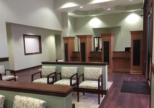 Image depicts the reception area and check-in desk at the Aza Health Palm Coast location at 406 Palm Coast Parkway SW Palm Coast Florida.